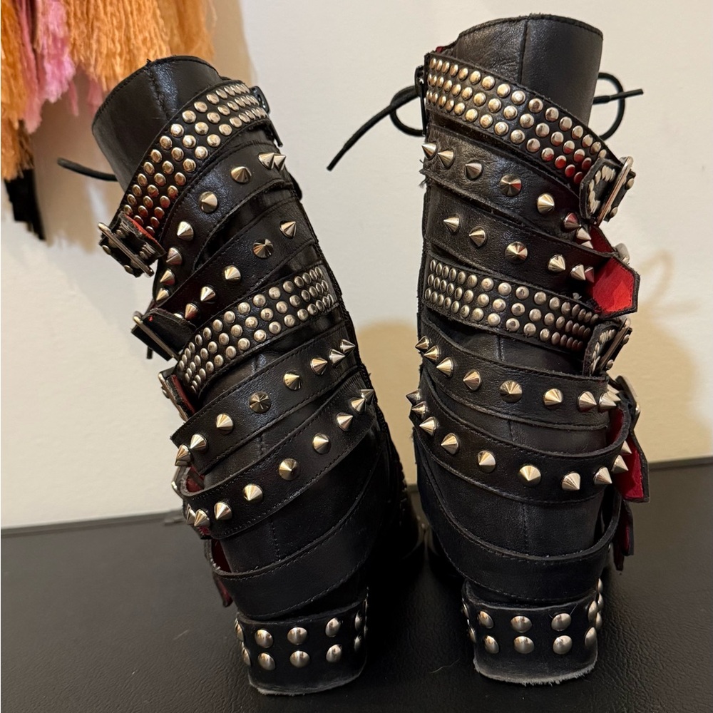 Jeffrey Campbell Black Studded Moto Boots - Picture 5 of 9